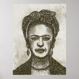 FRIDA KAHLO handgezeichnetes Kunstposter Poster