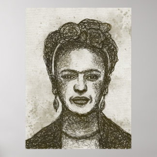 FRIDA KAHLO handgezeichnetes Kunstposter Poster
