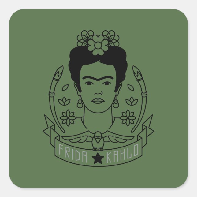 Frida Kahlo | Heroína Quadratischer Aufkleber (Vorderseite)