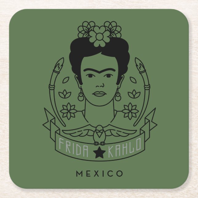 Frida Kahlo | Heroína Rechteckiger Pappuntersetzer (Vorderseite)
