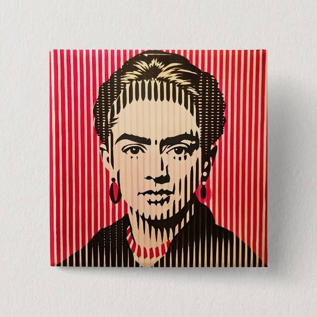Frida Kahlo im BAUHAUS-Stil Button (Vorderseite)