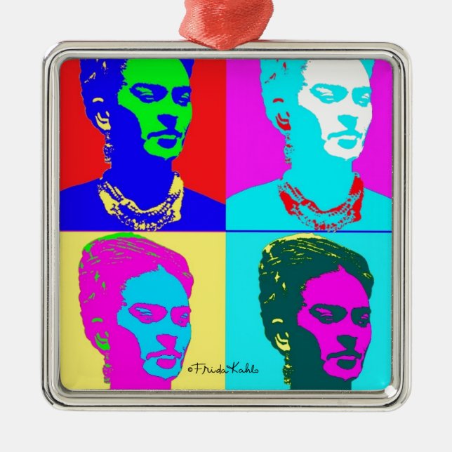 Frida Kahlo Inspiriert Portrait Silbernes Ornament (Vorne)
