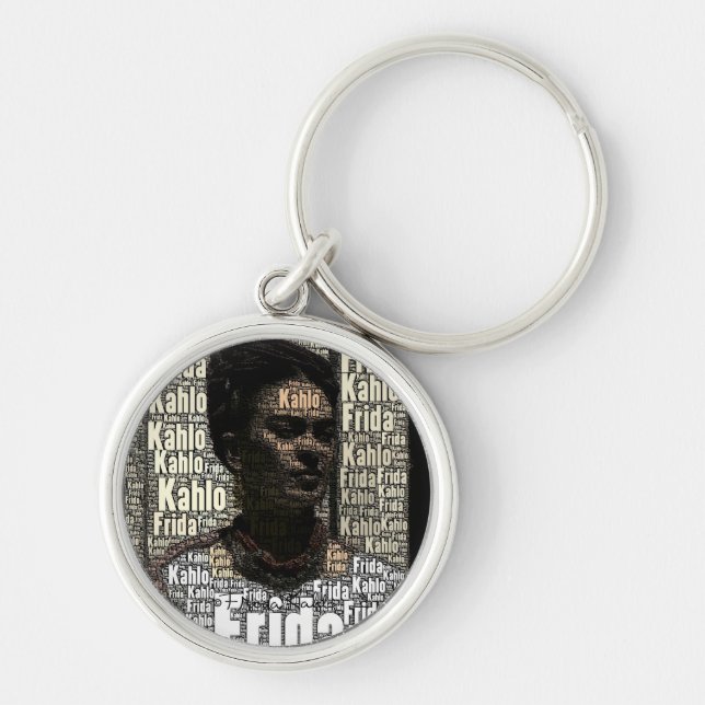 Frida Kahlo Lettering Portrait Schlüsselanhänger (Vorne)