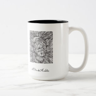 Frida Kahlo-Linien Porträt Zweifarbige Tasse