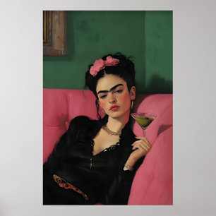 Frida Kahlo Martini Kunstprint, Feministische Bar  Poster