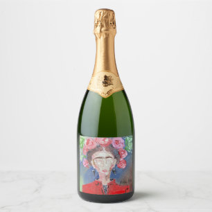 Frida Kahlo Mexico Original Red Floral Pink Frau