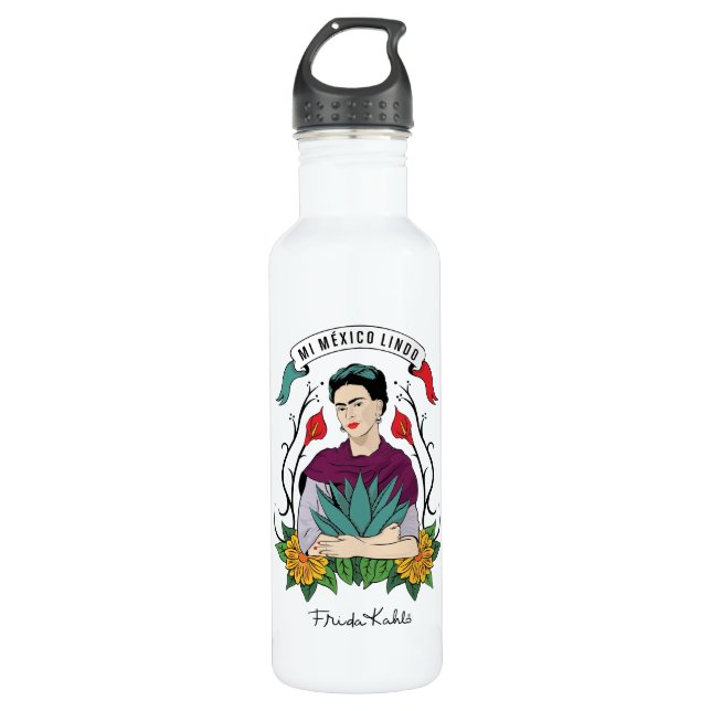 Frida Kahlo | MI Mexiko Lindo Edelstahlflasche (Vorderseite)