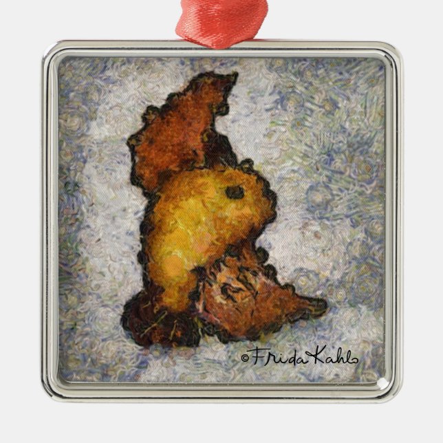 Frida Kahlo Monet-Style Bird Painting Ornament Aus Metall (Vorne)