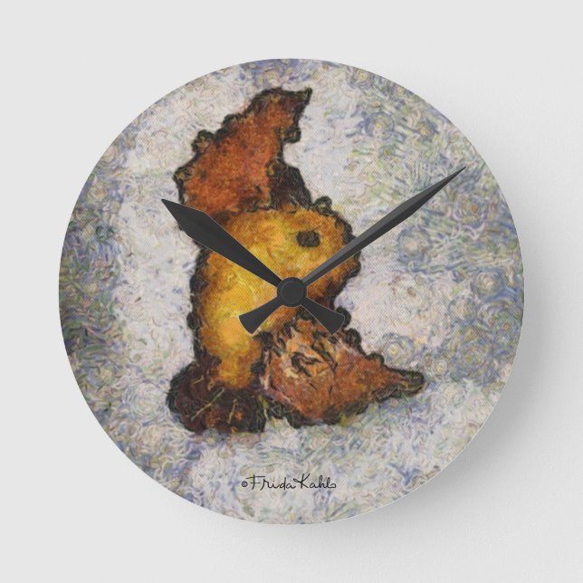 Frida Kahlo Monet-Style Bird Painting Runde Wanduhr (Vorderseite)