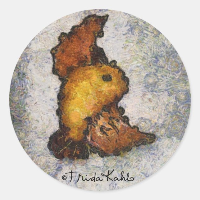 Frida Kahlo Monet-Style Bird Painting Runder Aufkleber (Vorderseite)