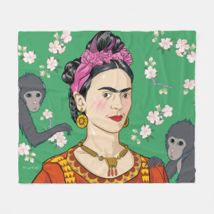 Frida Kahlo Monkey Graphic Fleecedecke