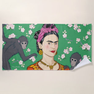 Frida Kahlo Monkey Graphic Strandtuch