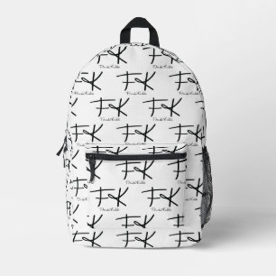 Frida Kahlo Monogramm "FK" Signatur-Muster Bedruckter Rucksack
