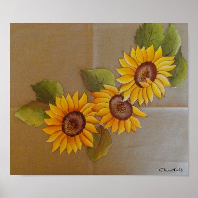 Frida Kahlo Painted Sunflowers Poster (Vorne)