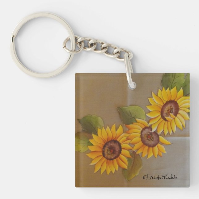 Frida Kahlo Painted Sunflowers Schlüsselanhänger (Vorderseite)