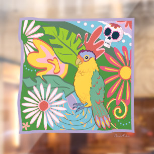 Frida Kahlo Parrot Graphic Fensteraufkleber