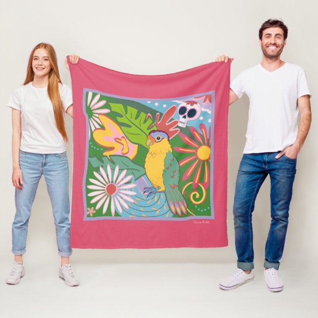 Frida Kahlo Parrot Graphic Fleecedecke (Beispiel)
