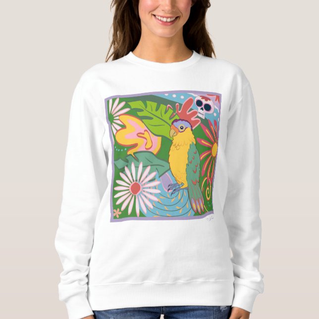 Frida Kahlo Parrot Graphic Sweatshirt (Vorderseite)