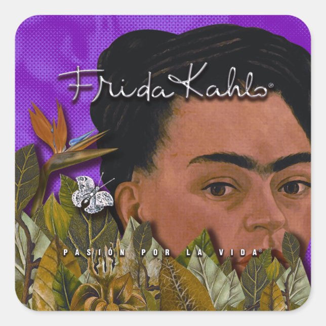 Frida Kahlo Pasion Por la Vida Quadratischer Aufkleber (Vorderseite)