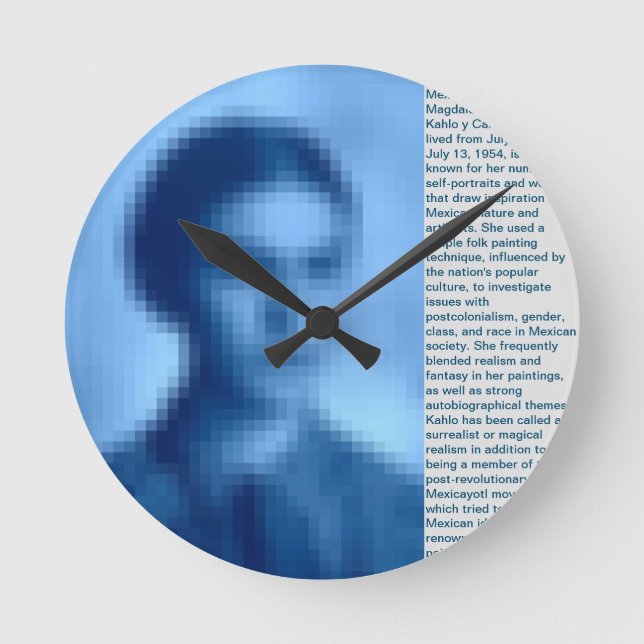 FRIDA KAHLO PIXELED BIOGRAPHIE HORLOGE BLEU (Recto)
