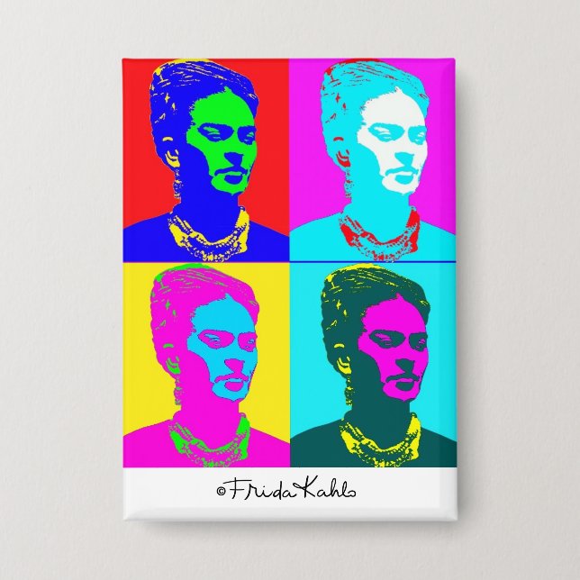 Frida Kahlo Pop Art Portrait Button (Vorderseite)