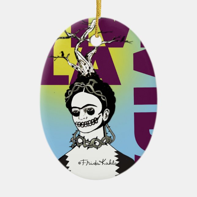 Frida Kahlo Pop Art Portrait Keramik Ornament (Vorne)