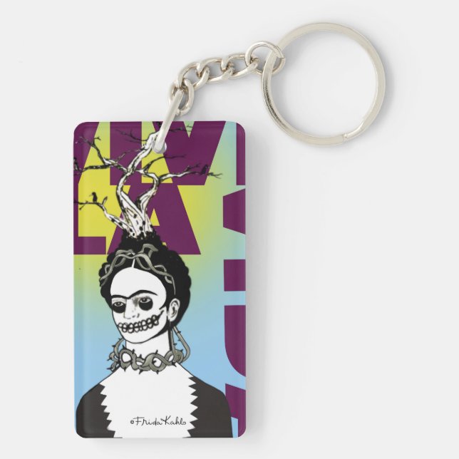 Frida Kahlo Pop Art Portrait Schlüsselanhänger (Rückseite)