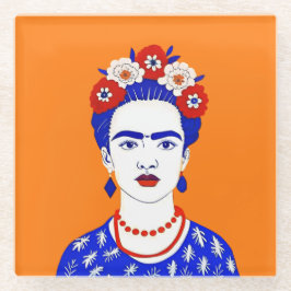 Frida Kahlo Portrait - Grafik Glasuntersetzer
