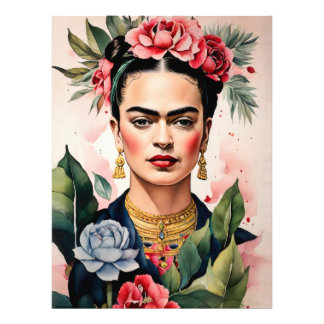 Frida Kahlo Portrait with Flowers Fotodruck