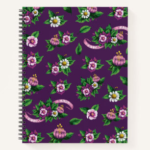 Frida Kahlo   Purlpe floral Bouquet Muster Notizbuch
