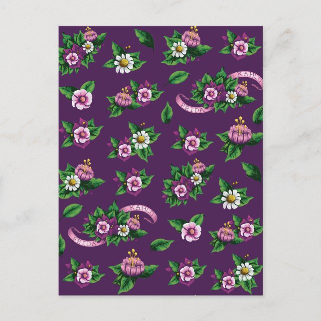 Frida Kahlo | Purlpe floral Bouquet Muster Postkarte (Vorderseite)