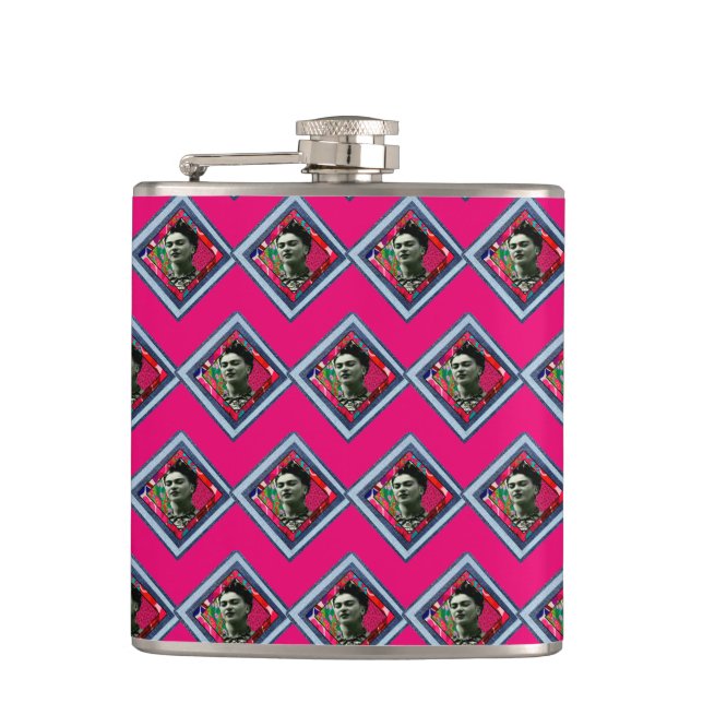 Frida Kahlo Retro Denim Diamond Flachmann (Vorderseite)
