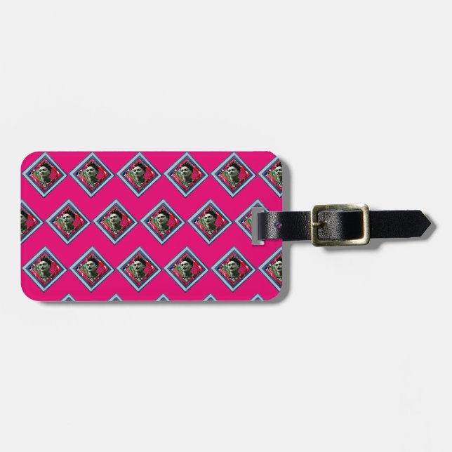 Frida Kahlo Retro Denim Diamond Gepäckanhänger (Vorderseite horizontal)
