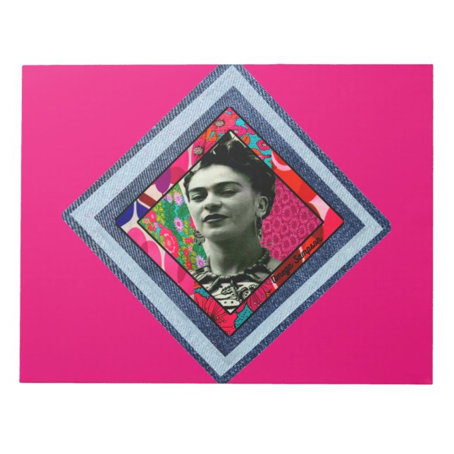 Frida Kahlo Retro Denim Diamond Notizblock (Vorderseite)