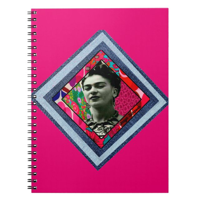 Frida Kahlo Retro Denim Diamond Notizblock (Vorderseite)