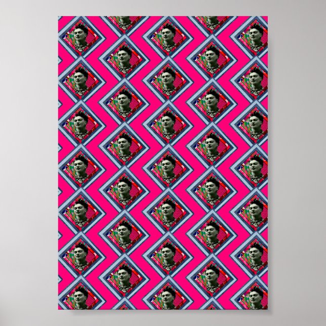 Frida Kahlo Retro Denim Diamond Poster (Vorne)