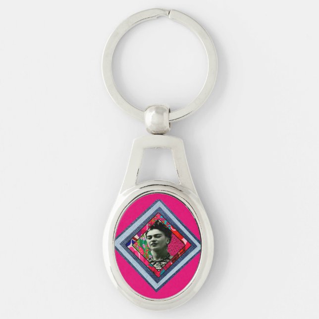 Frida Kahlo Retro Denim Diamond Schlüsselanhänger (Vorderseite)