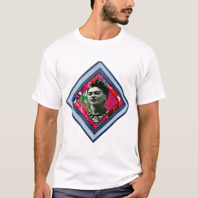 Frida Kahlo Retro Denim Diamond T-Shirt (Vorderseite)