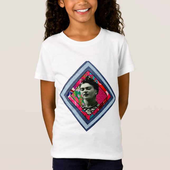 Frida Kahlo Retro Denim Diamond T-Shirt (Vorderseite)