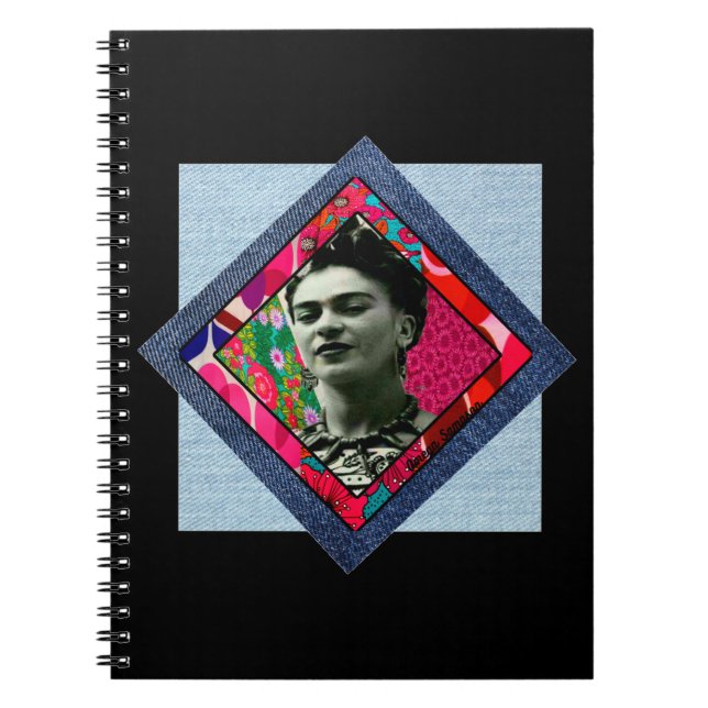 Frida Kahlo Retro Pink Denim Notizblock (Vorderseite)