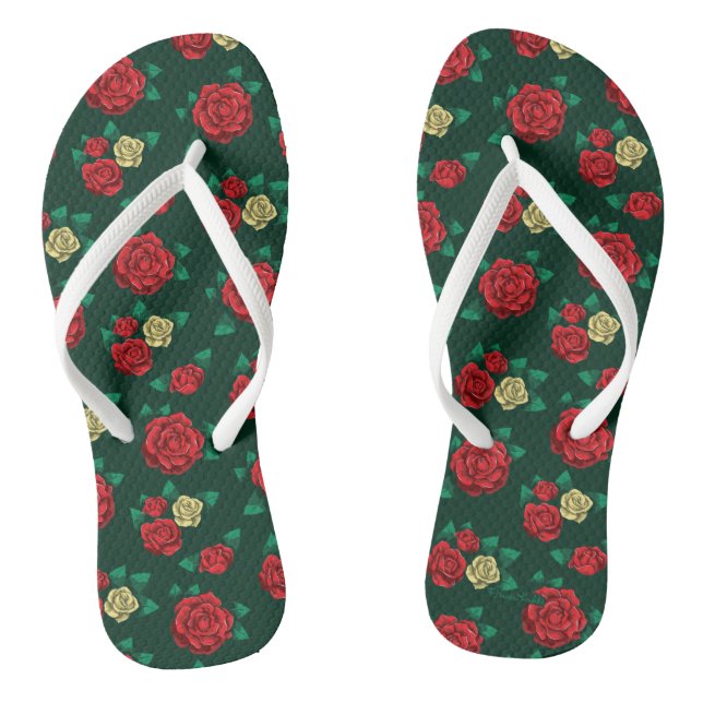 Frida Kahlo| Rot - und Goldmuster - Rose Flip Flops (Fußbett)