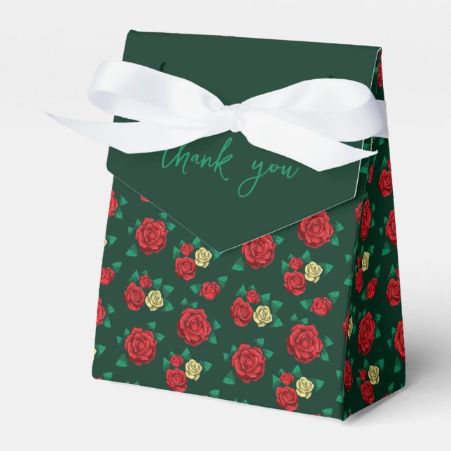 Frida Kahlo | Rote und goldene Rose Muster Geschenkschachtel (Vorderseite)