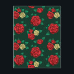 Frida Kahlo | Rote und goldene Rose Muster Postkarte<br><div class="desc">Fridas Gemäldesammlung | Die berühmteste mexikanische Künstlerin. Frida Kahlo de Rivera war eine mexikanische Malerin, die für ihre intensiven und lebendigen Werke in Erinnerung war. Ihr Werk wurde in Mexiko als Symbol nationaler und indigener Traditionen und von Feministen für ihre kompromisslose Darstellung der weiblichen Erfahrung gefeiert. © 2019 Frida Kahlo...</div>