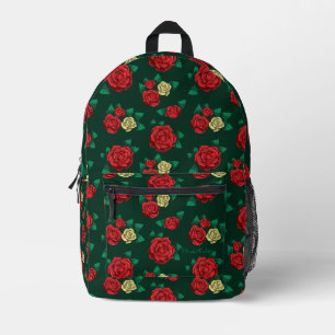 Frida Kahlo Roter und goldener Rosenmuster Bedruckter Rucksack
