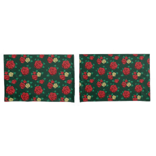 Frida Kahlo   Rotes und GoldRosen-Muster Kissenbezug