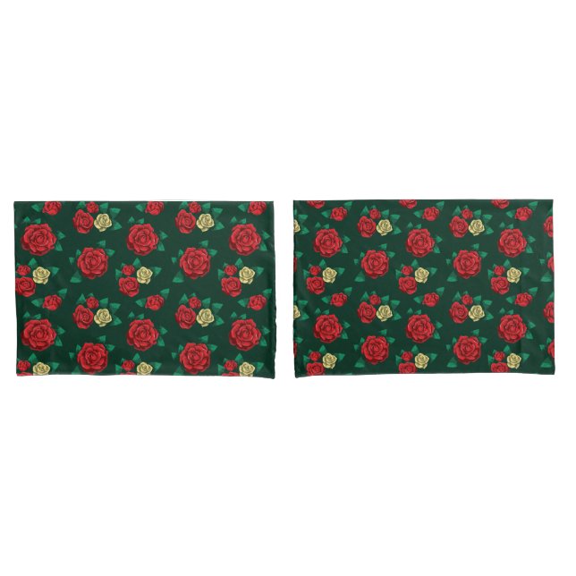 Frida Kahlo | Rotes und GoldRosen-Muster Kissenbezug (Vorderseite-Set)