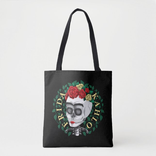 Frida Kahlo | Schädel mit Rose Kronen Tasche (Vorderseite)