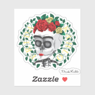 Frida Kahlo   Schädel mit Rosen-Krone Aufkleber