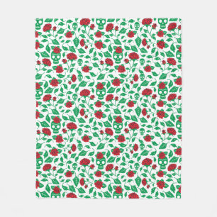 Frida Kahlo   Schädel u. Rosen Fleecedecke