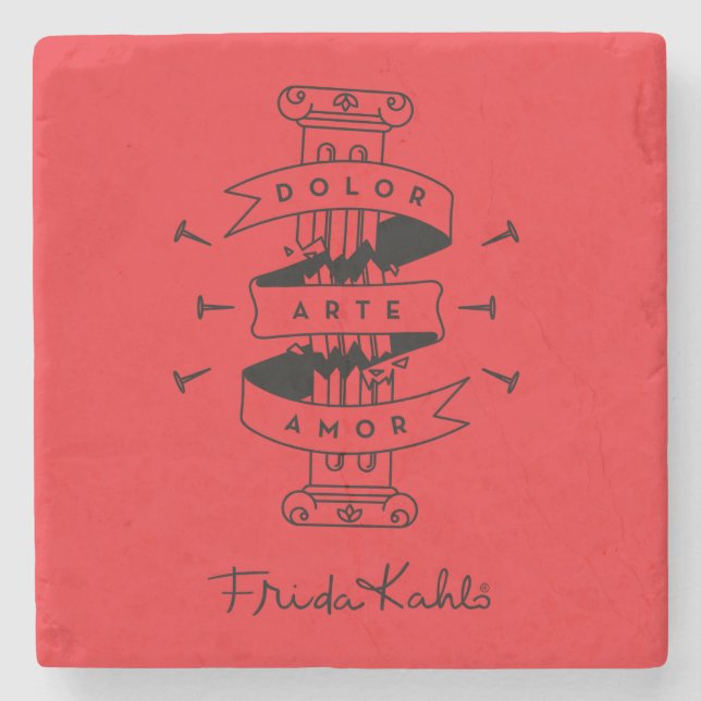 Frida Kahlo | Schmerz-Kunst-Liebe Steinuntersetzer (Vorderseite)
